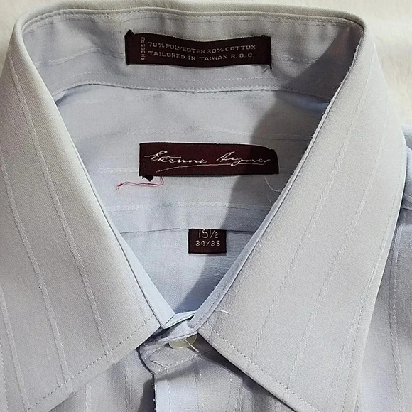 Men's Etienne Aigner Long Sleeve Shirt, Blue, Size 34/35, 15 1/2, Pre-Owned - Picture 6 of 12